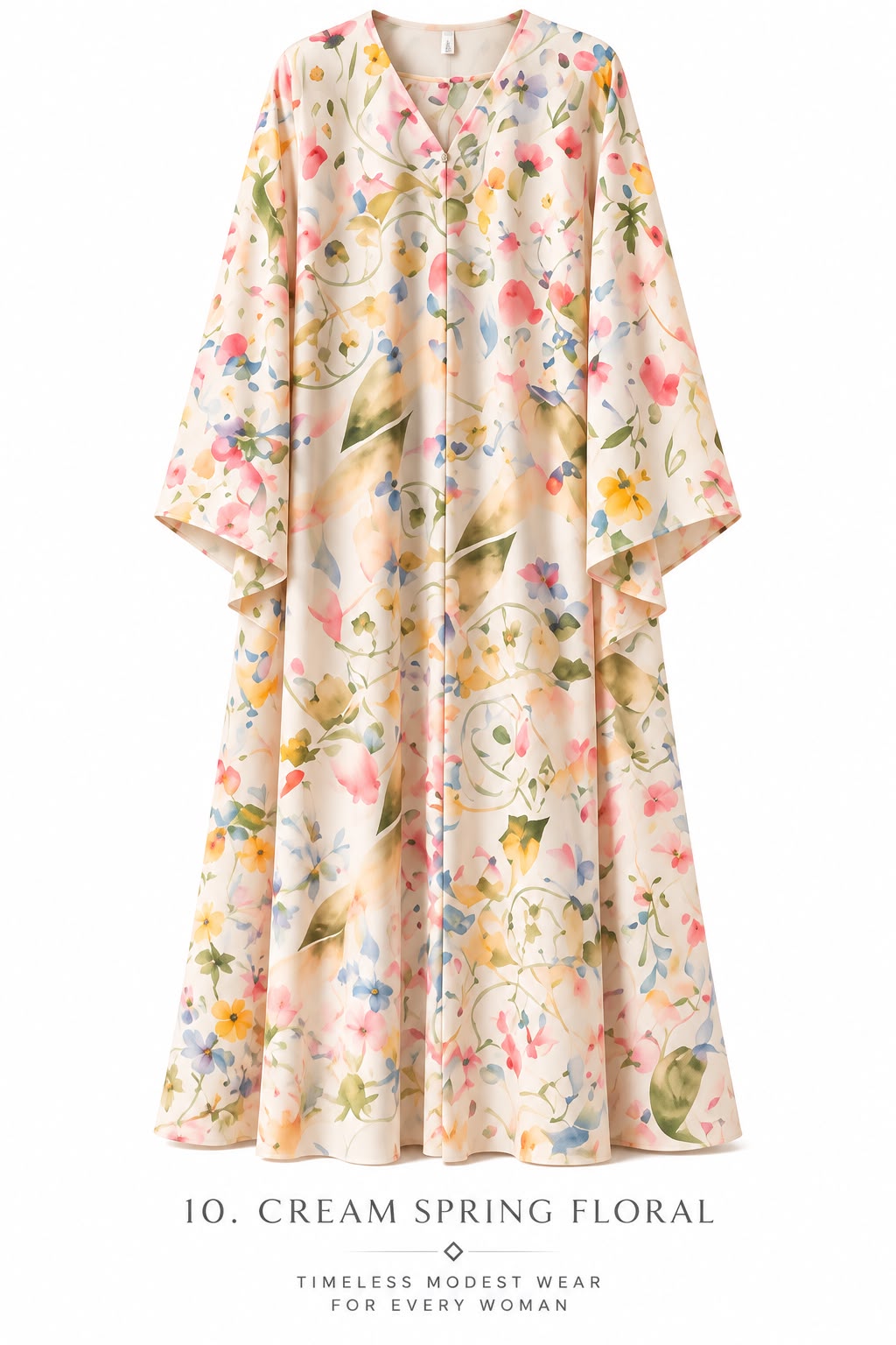 Cream Spring Floral Abaya