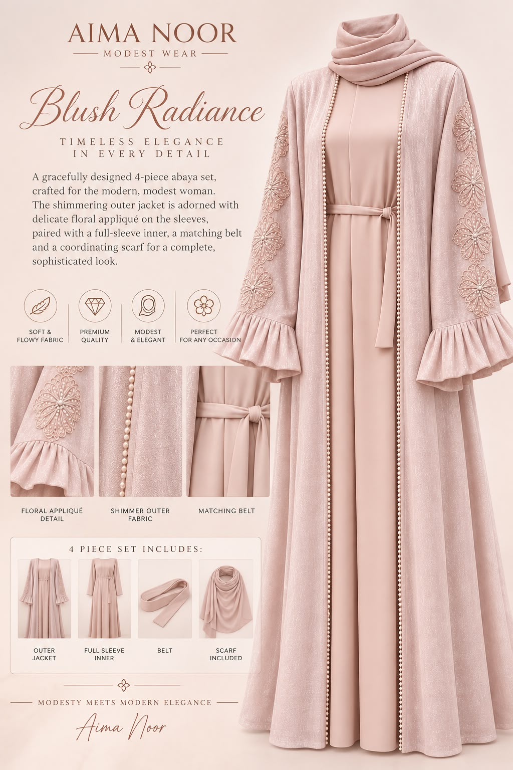 Blush Radiance Abaya